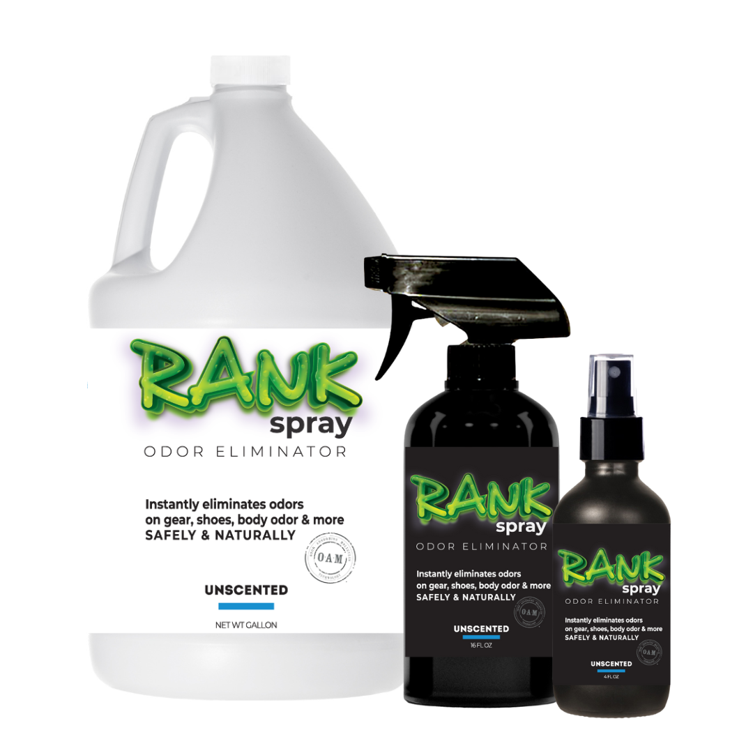 RANK Spray Odor Eliminator is designed to tackle odors lingering in all sports equipment. Get the funky, sweaty, musty, rank smell out of jerseys, cleats, helmets, football pads, yoga mats, workout clothes, ice skates, and more! Having an active lifestyle doesn’t mean you have to live with athletic gear that stinks.