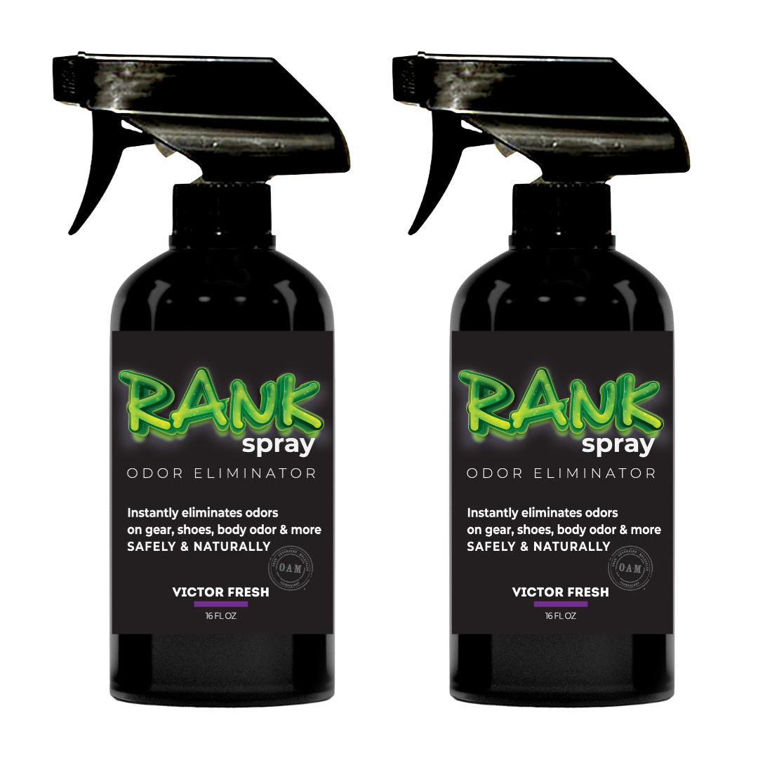 RANK Spray Odor Eliminator is designed to tackle odors lingering in all sports equipment. Get the funky, sweaty, musty, rank smell out of jerseys, cleats, helmets, football pads, yoga mats, workout clothes, ice skates, and more! Having an active lifestyle doesn’t mean you have to live with athletic gear that stinks.