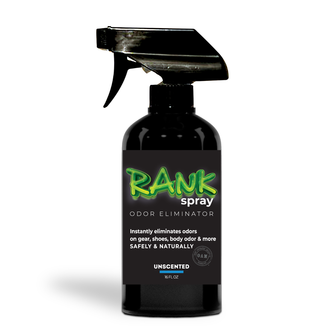 RANK Spray Odor Eliminator is designed to tackle odors lingering in all sports equipment. Get the funky, sweaty, musty, rank smell out of jerseys, cleats, helmets, football pads, yoga mats, workout clothes, ice skates, and more! Having an active lifestyle doesn’t mean you have to live with athletic gear that stinks.