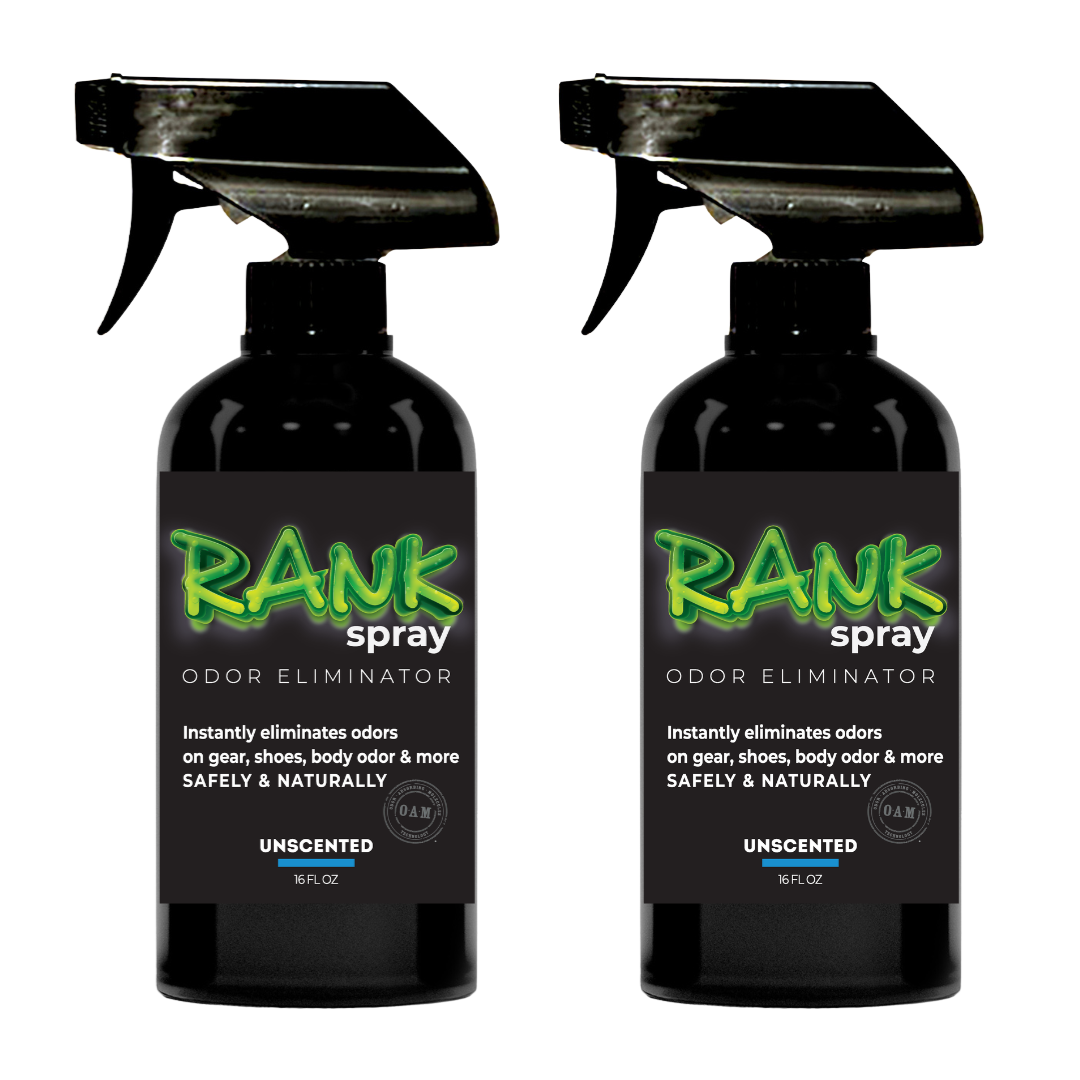RANK Spray Odor Eliminator is designed to tackle odors lingering in all sports equipment. Get the funky, sweaty, musty, rank smell out of jerseys, cleats, helmets, football pads, yoga mats, workout clothes, ice skates, and more! Having an active lifestyle doesn’t mean you have to live with athletic gear that stinks.