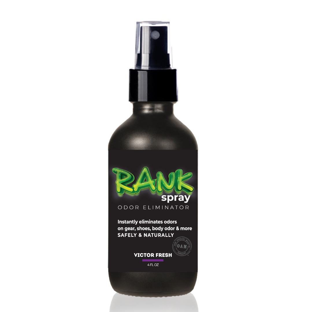 RANK Spray Odor Eliminator is designed to tackle odors lingering in all sports equipment. Get the funky, sweaty, musty, rank smell out of jerseys, cleats, helmets, football pads, yoga mats, workout clothes, ice skates, and more! Having an active lifestyle doesn’t mean you have to live with athletic gear that stinks.