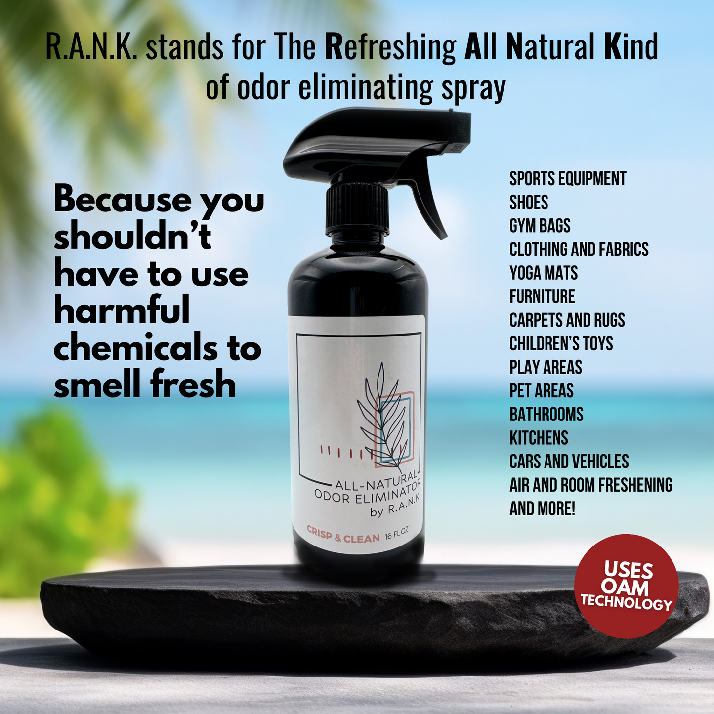 RANK Natural Odor Eliminating Spray Single Bottle